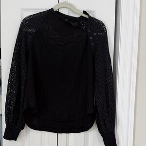 Free People Black Lace Blouse